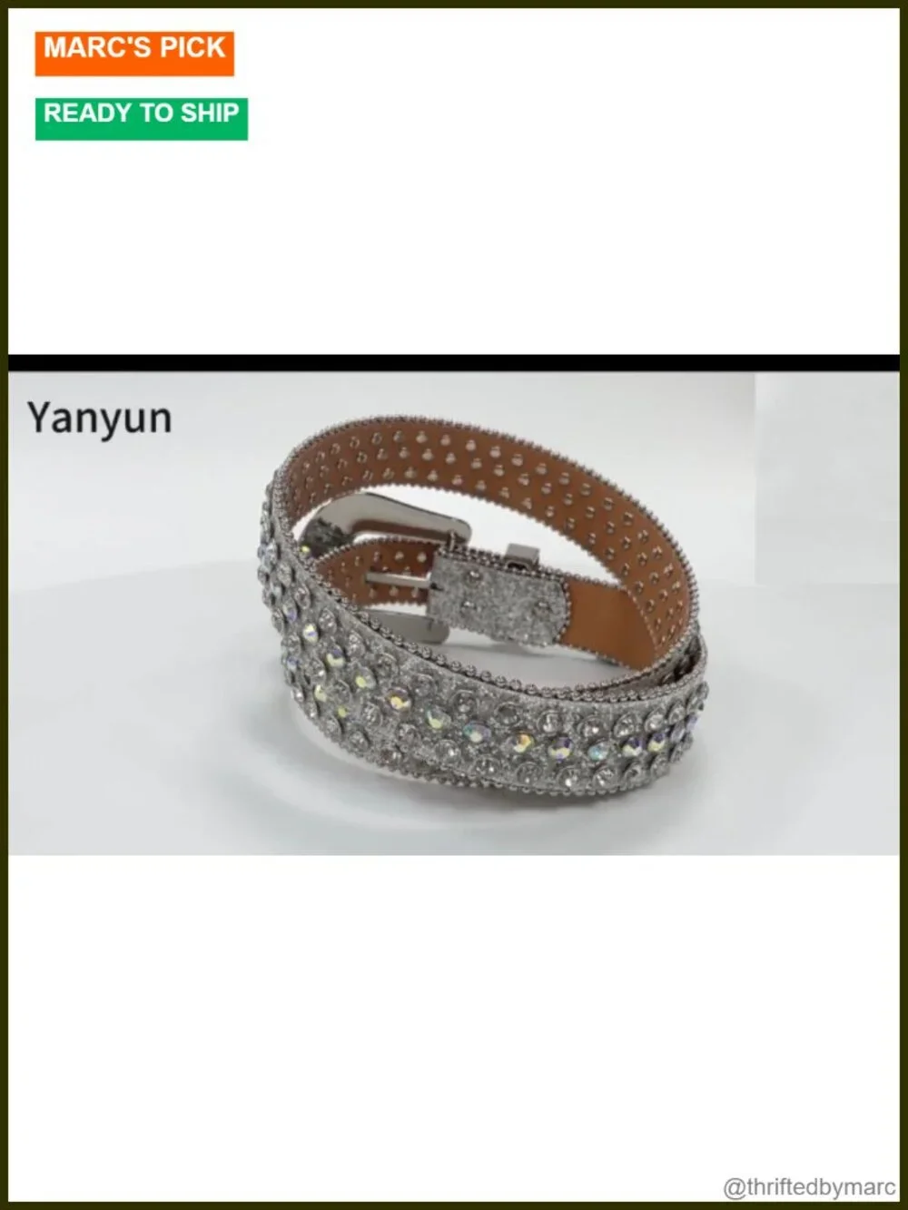 Studded Rhinestone Belt Faux Leather Bling Design Y2K Shiny Diamond Retro